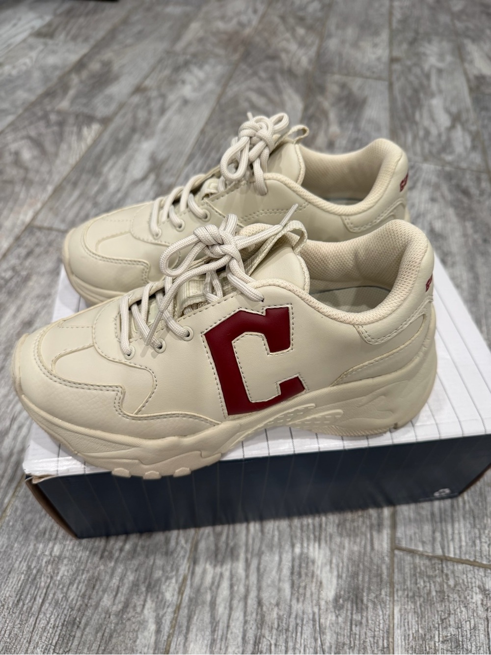 MLB Women's Cream Athletic Sneakers with Red Logo Accent
